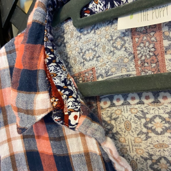 The Poppy Seed; Orange Boho Floral, Plaid & Checkered Flannel - Picture 6 of 7